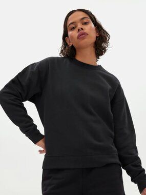 Girlfriend Collective 50/50 sweatshirt black loungewear relaxed athleisure cozy